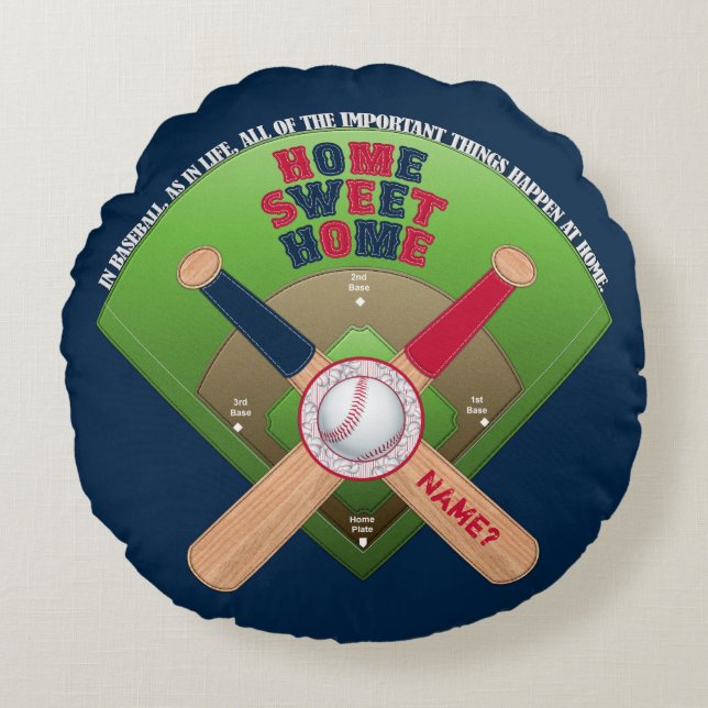 Baseball Field,Home 02-Round Throw Pillow BLUE (Front)