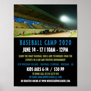 Baseball Field Landscape, Baseball Camp Advert Poster