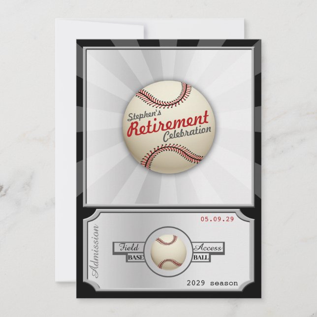 Baseball Field Pass Retirement Party Invitation (Front)