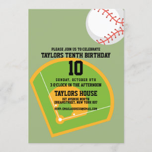 Baseball Field Sports Custom Birthday Party Invitation