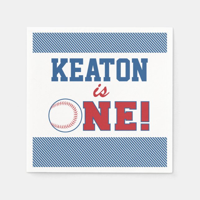 Baseball First Birthday Custom Napkins (Front)