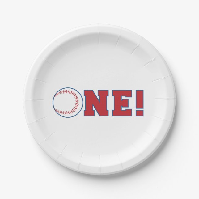 Baseball First Birthday Paper Plates (Front)