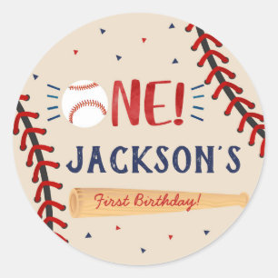 Baseball First Birthday Party Favour Stickers