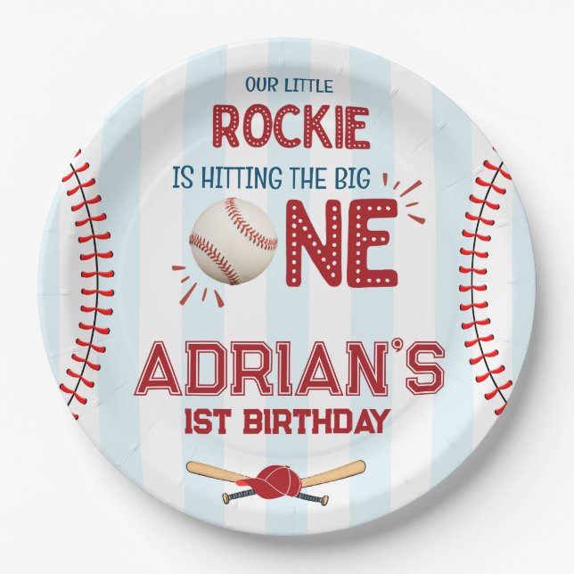Baseball First Birthday Party  Paper Plate (Front)