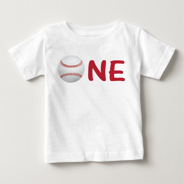 Baseball First Birthday Shirt One with Baseball (Front)
