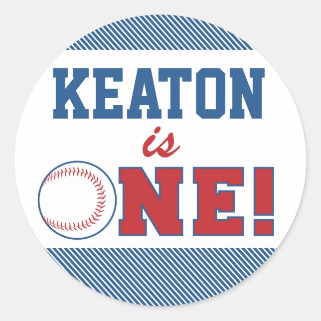 Baseball First Birthday Sticker (Front)