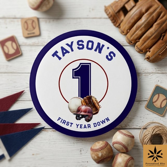 Baseball First Year Down 1st Birthday 3 Cm Round Badge (Baseball First Year Down 1st Birthday button)