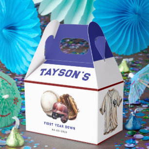 Baseball First Year Down 1st Birthday Favour Box
