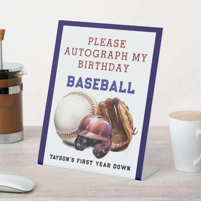 Baseball  First Year Down 1st Birthday Pedestal Sign (In SItu)