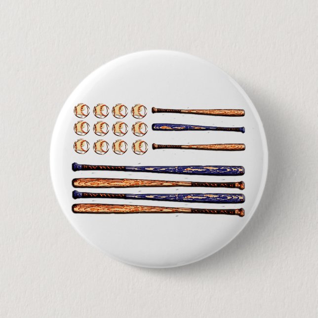 baseball flag 6 cm round badge (Front)