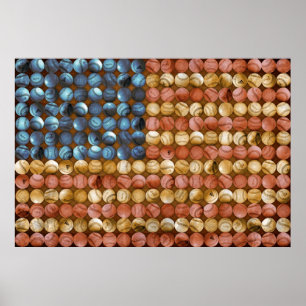 Baseball Flag Art - America's Past time Celebrated Poster