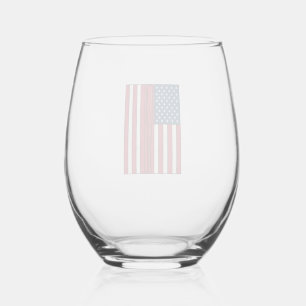 Baseball Flag Distressed Vintage Vector Design_1 Stemless Wine Glass