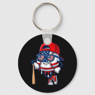 Baseball Flag Drip Life Lifestyle for Boys Kids Key Ring