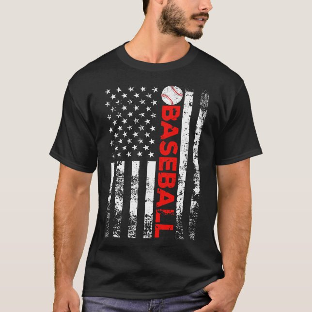 baseball, flag, team, usa, sports, american, sport T-Shirt (Front)