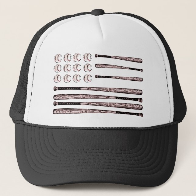 baseball flag trucker hat (Front)