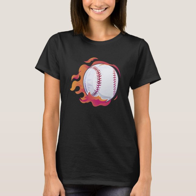 Baseball Flame Cute Baseball Player Coach Athlete T-Shirt (Front)