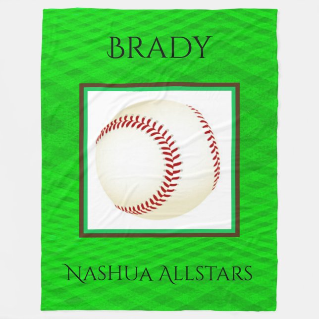 Baseball Fleece Blanket with Custom Name & Team (Front)