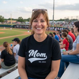 Baseball Font Style New Mum with Established Year  T-Shirt