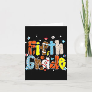 Baseball Football Basketball Preppy Fifth Grade Bo Card