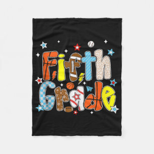 Baseball Football Basketball Preppy Fifth Grade Bo Fleece Blanket