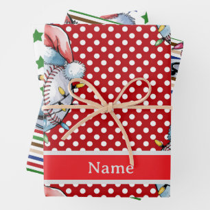 Baseball for Christmas themed Wrapping Paper Sheet