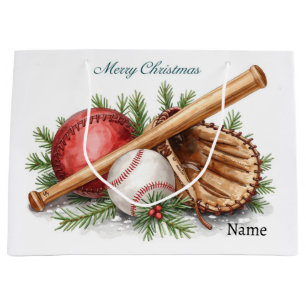 Baseball for Christmas with name for kids   Large Gift Bag