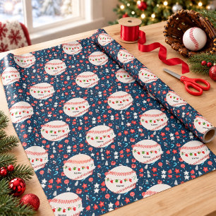 Baseball for Christmas with name for kids   Wrapping Paper