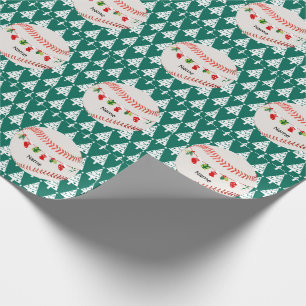 Baseball for Christmas with name for kids Wrapping Paper