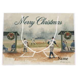 Baseball for Christmas with name for Player Large Gift Bag