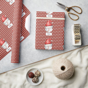 Baseball for Christmas with Santa Hat Wrapping Paper