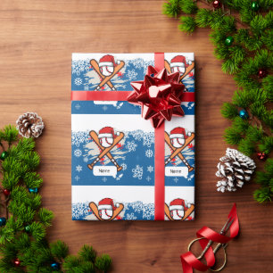 Baseball for Christmas with Santa Hat  Wrapping Paper
