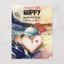 Baseball for Valentine's Day with hearts