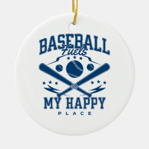 Baseball Fuels My Happy Place Ceramic Tree Decoration
