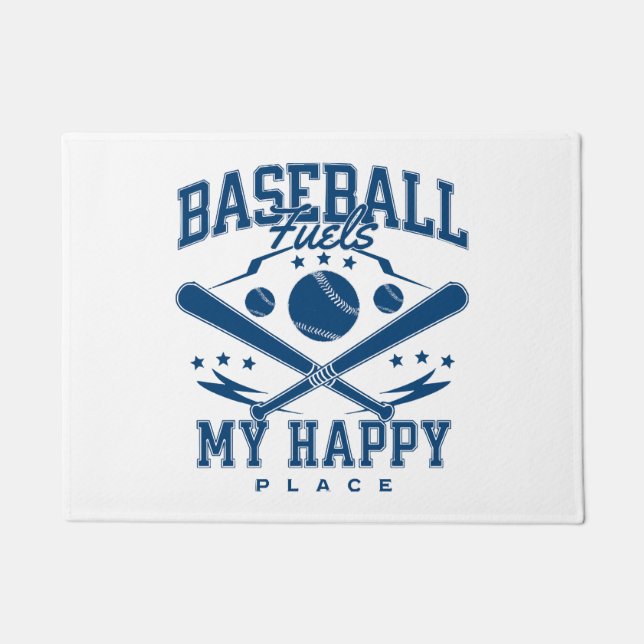 Baseball Fuels My Happy Place Doormat (Front)