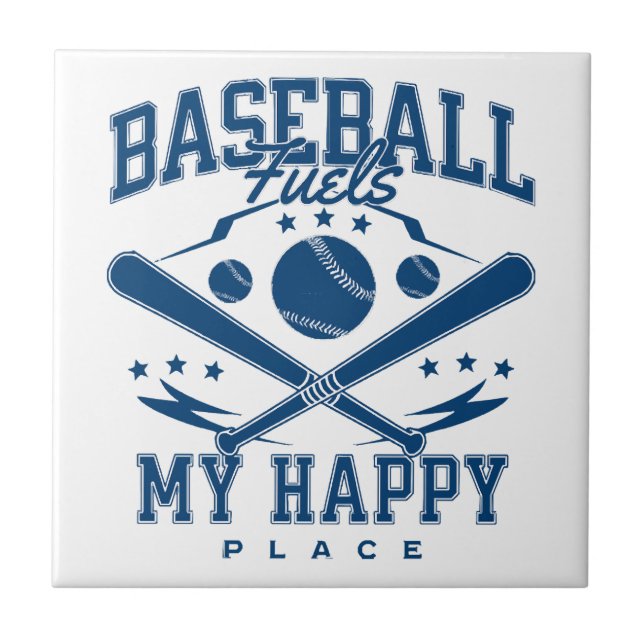 Baseball Fuels My Happy Place Tile (Front)