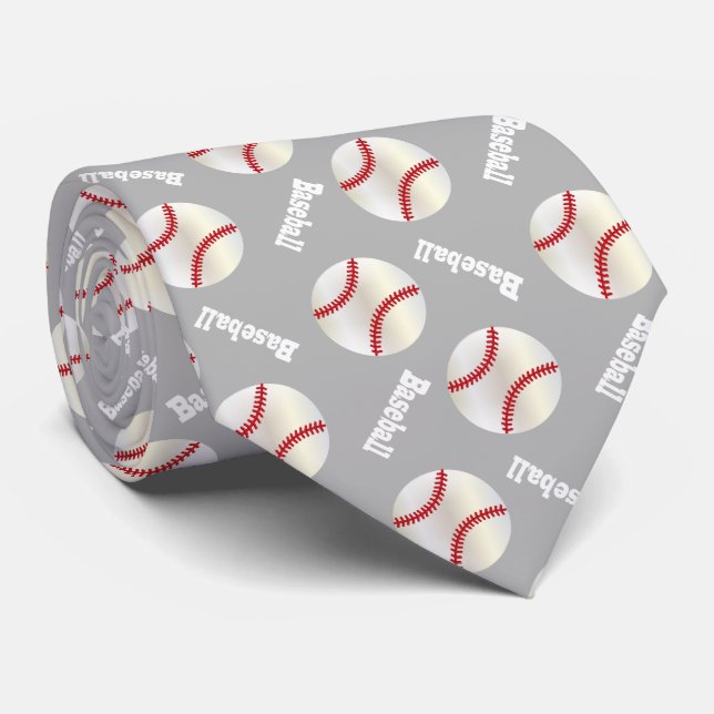 Baseball Fun | Choose your Background Colour Tie (Rolled)