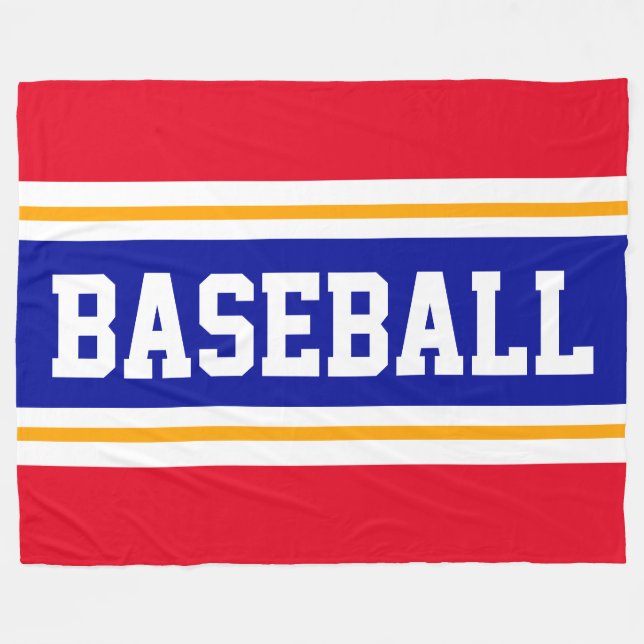 BASEBALL Fun Red White Orange Royal Blue Stripes Fleece Blanket (Front (Horizontal))