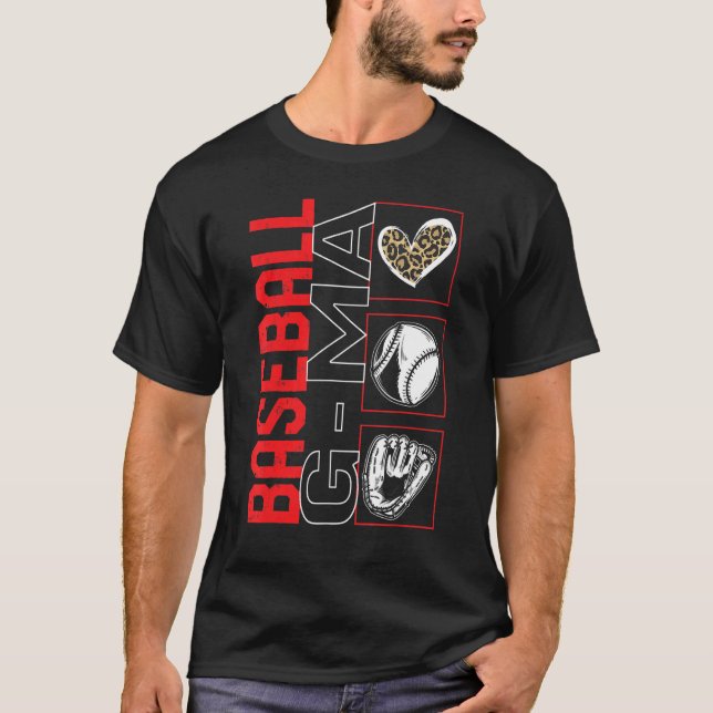 Baseball G ma Leopard Heart Grandma Mother's Day G T-Shirt (Front)
