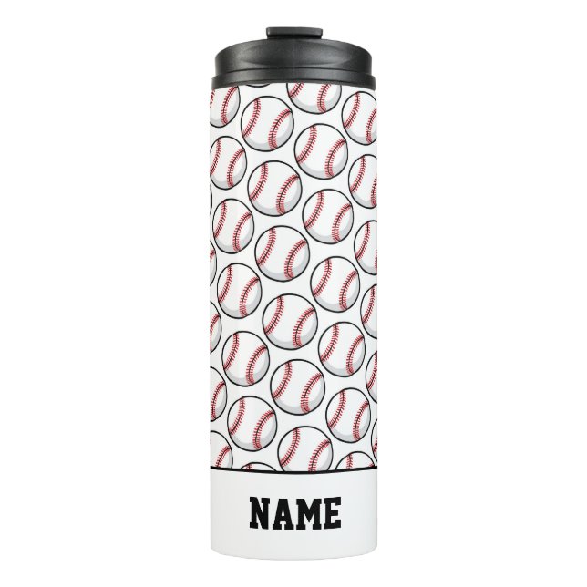 Baseball Game Bat Balls Sports Field Player NAME Thermal Tumbler (Front)