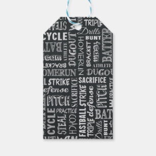 Baseball Game Chalkboard Words And Terms Gift Tags
