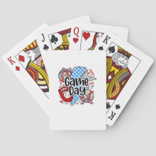 Baseball Game Day Retro Tis The Season Checkered Playing Cards