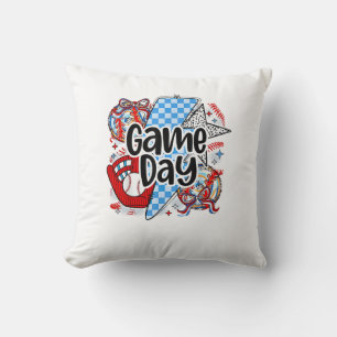 Baseball Game Day Retro Tis The Season Chequered Cushion