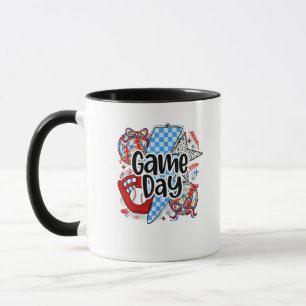 Baseball Game Day Retro Tis The Season Chequered Mug