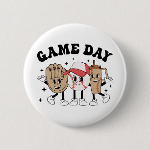 Baseball Game Day Vintage Mothers Day Women Men Ki 6 Cm Round Badge