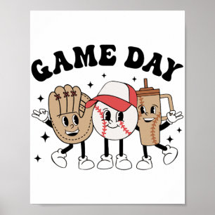 Baseball Game Day Vintage Mothers Day Women Men Ki Poster