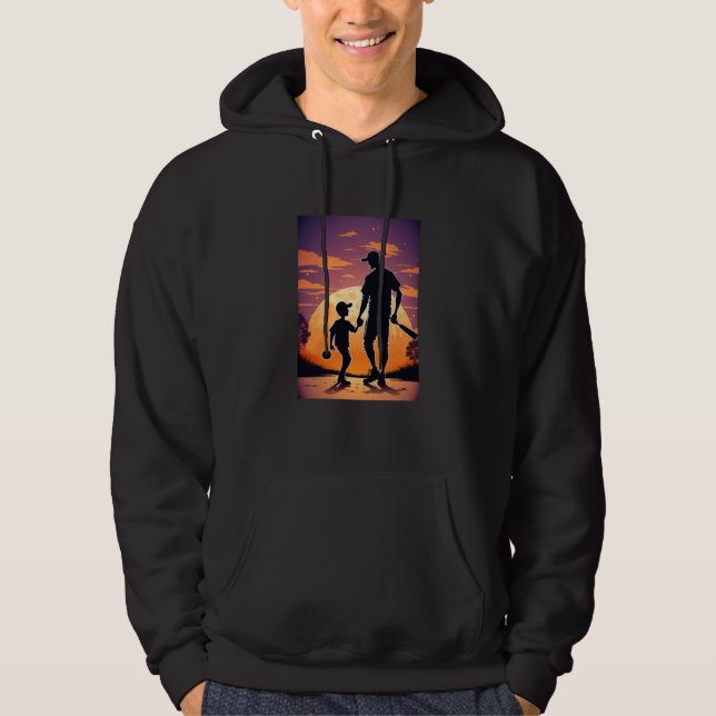 Baseball Game Fans Father and Son Playing Baseball Hoodie (Front)
