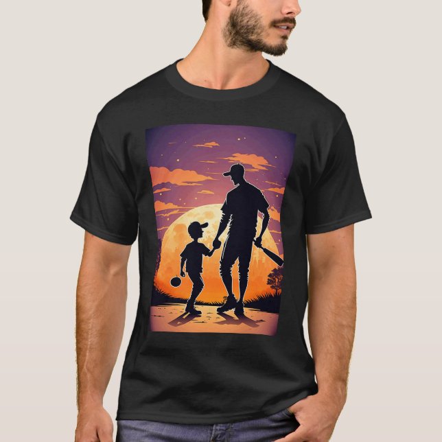 Baseball Game Fans Father and Son Playing Baseball T-Shirt (Front)