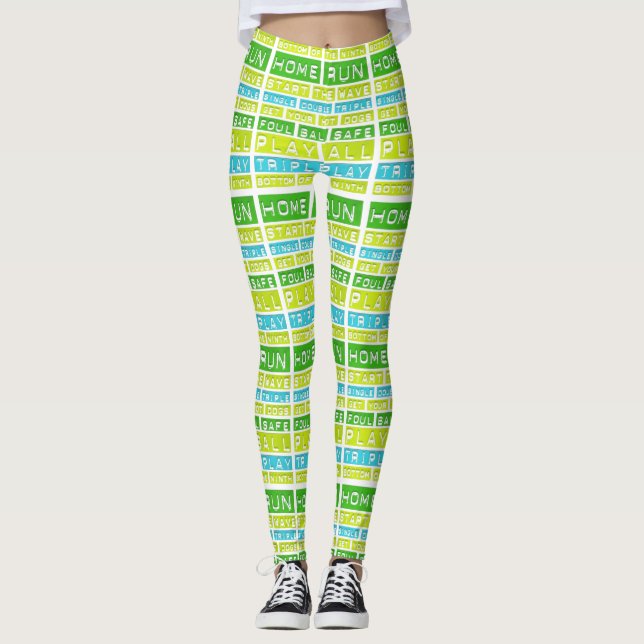 Baseball Game Home Run HandmadeYoga Pants Leggings (Front)
