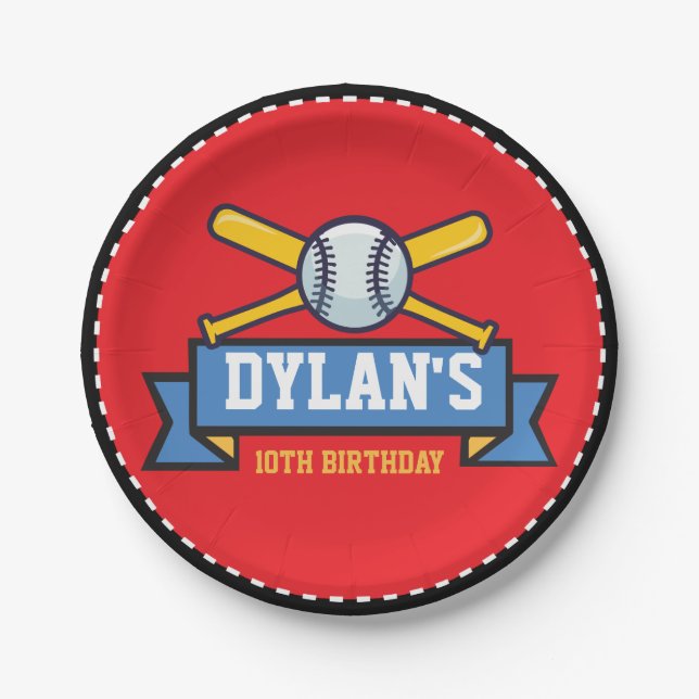BASEBALL GAME Sports Kids Birthday Party Round Paper Plate (Front)
