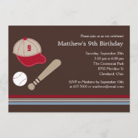 Baseball Gears - Birthday Party Invitation